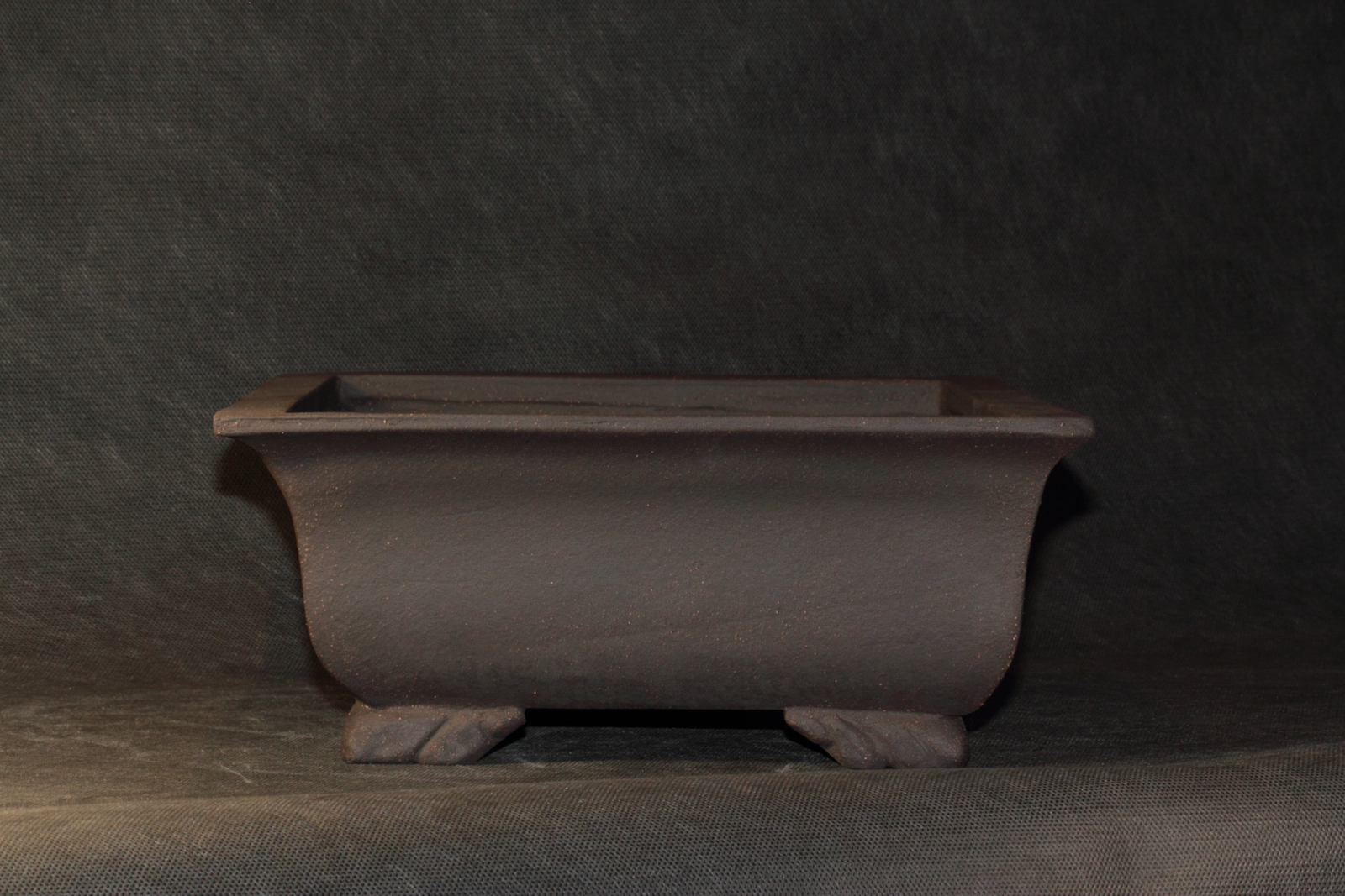 Poterie bonsaï artisanale rectangle en grès noir – Image 3