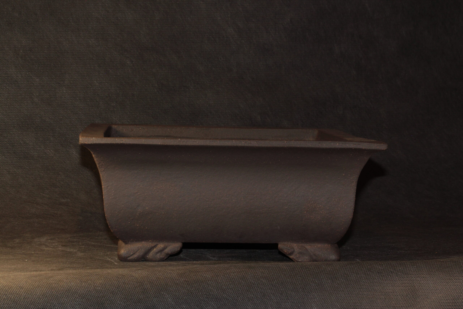 Poterie bonsaï artisanale rectangle en grès noir – Image 4