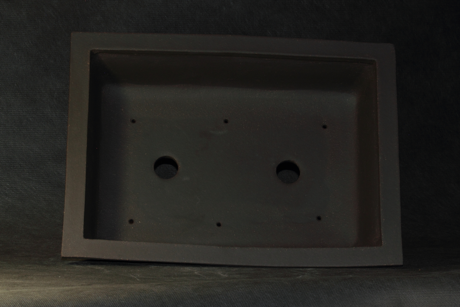 Poterie bonsaï artisanale rectangle en grès noir – Image 5