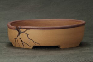 Poterie à bonsaï ronde fissure sculptée